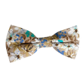 White Floral on Beige Pre-tied Bow Tie