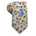 Blue Yellow Floral on Beige Skinny Tie