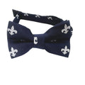 Navy Blue With White Fleur De Lis Kids Bow Tie