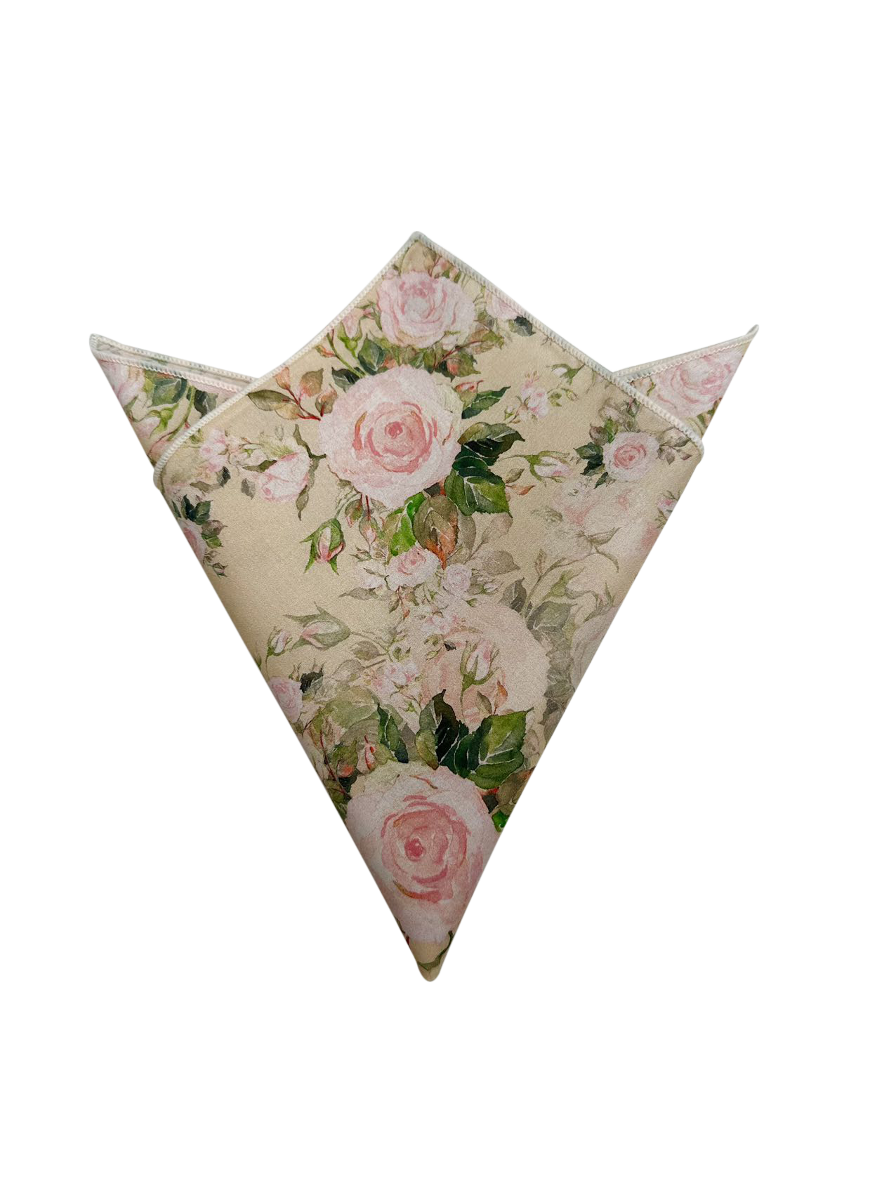 Peach Floral on Beige Pocket Square