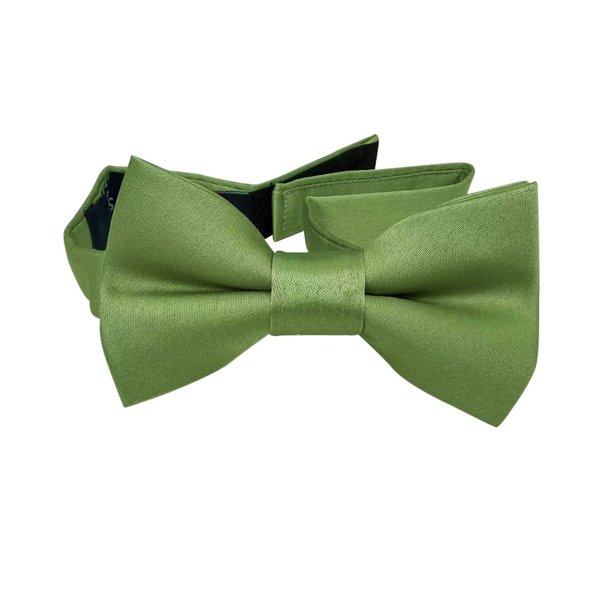 Dark Sage Green Satin Kids Bow Tie