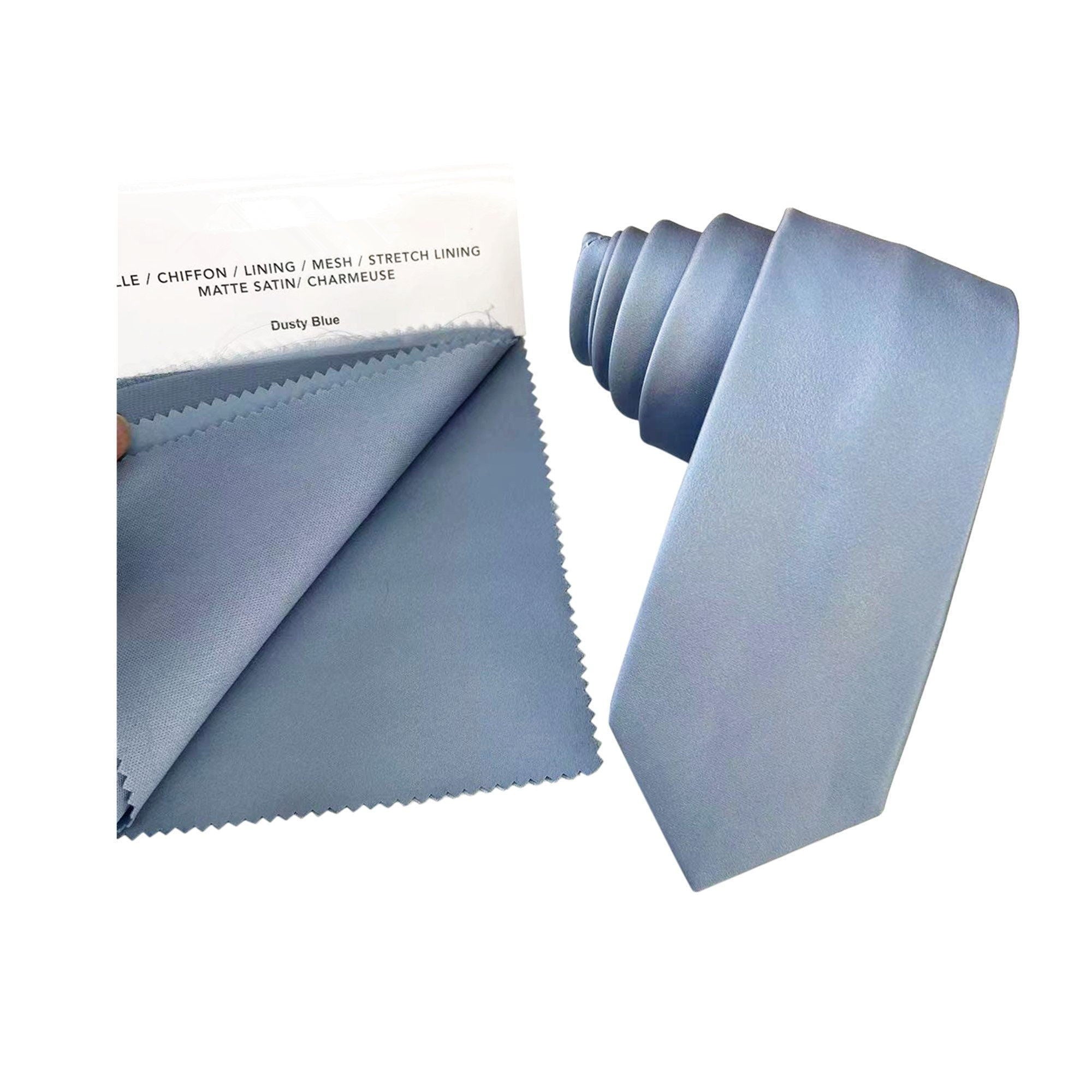 Dusty Blue Matte Satin Skinny Tie