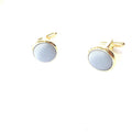 Dusty Blue Matte Satin Gold Cufflinks