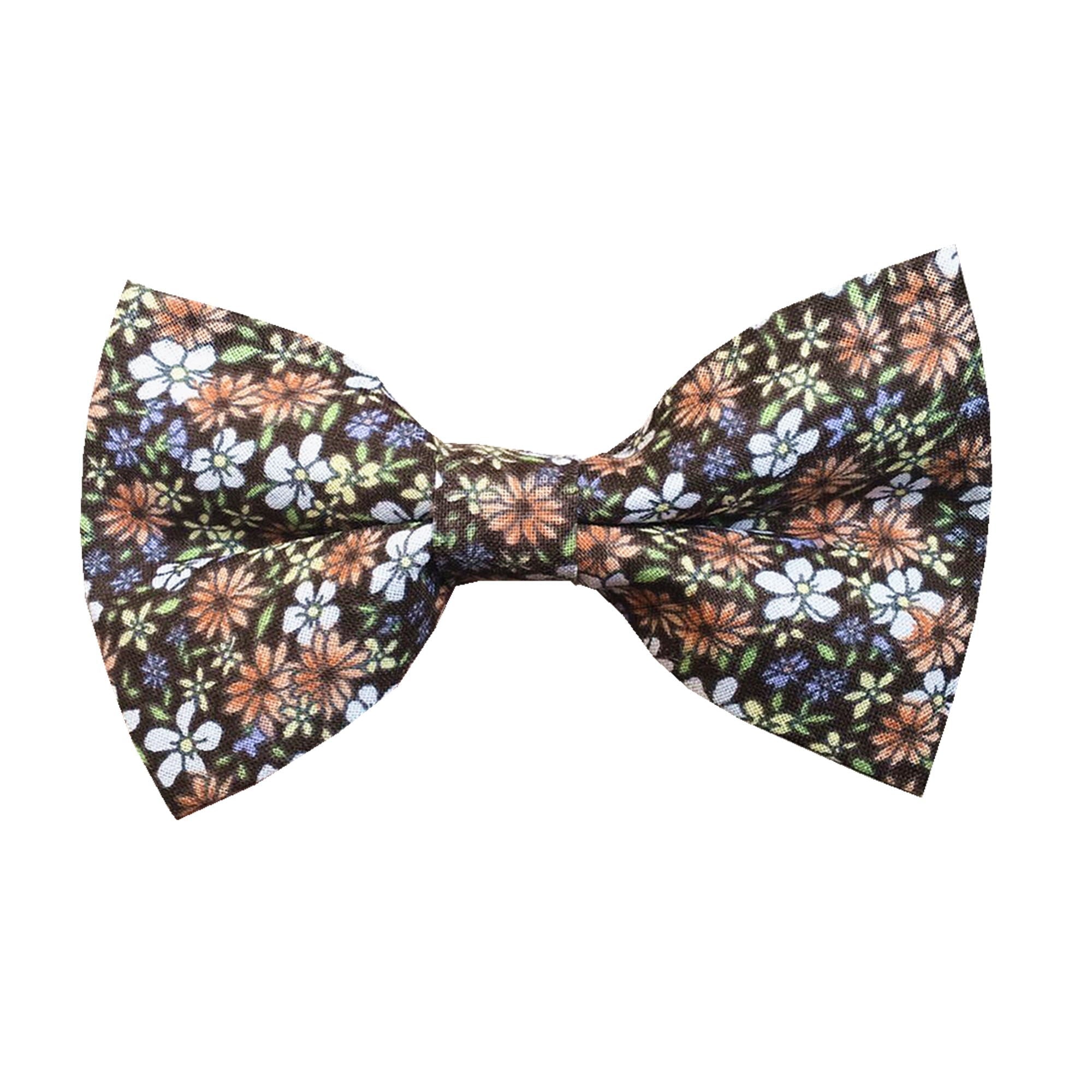 Dusty Orange & White Floral Pre-tied Bow Tie