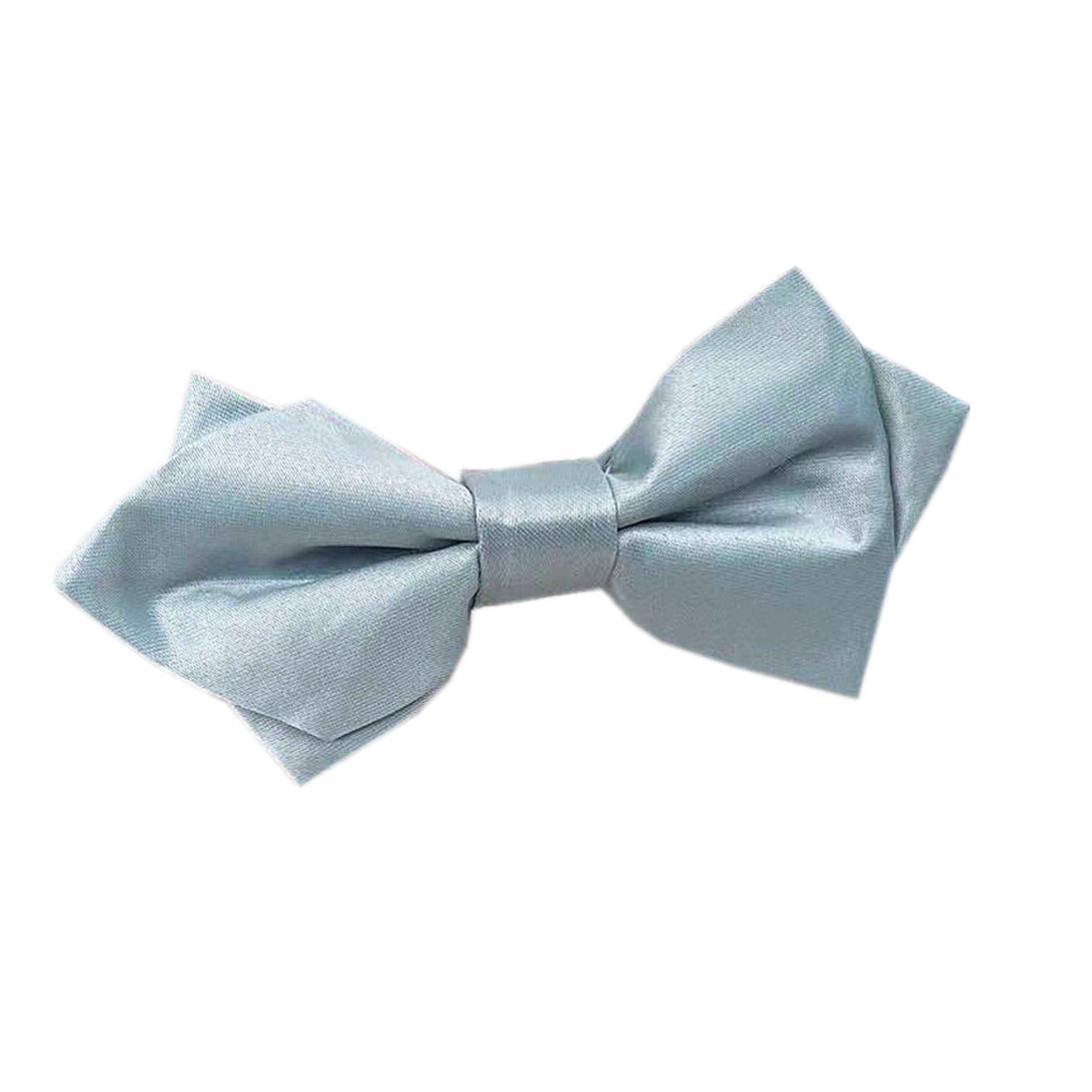 Dusty Blue Satin Pre-tied Diamond Bow Tie