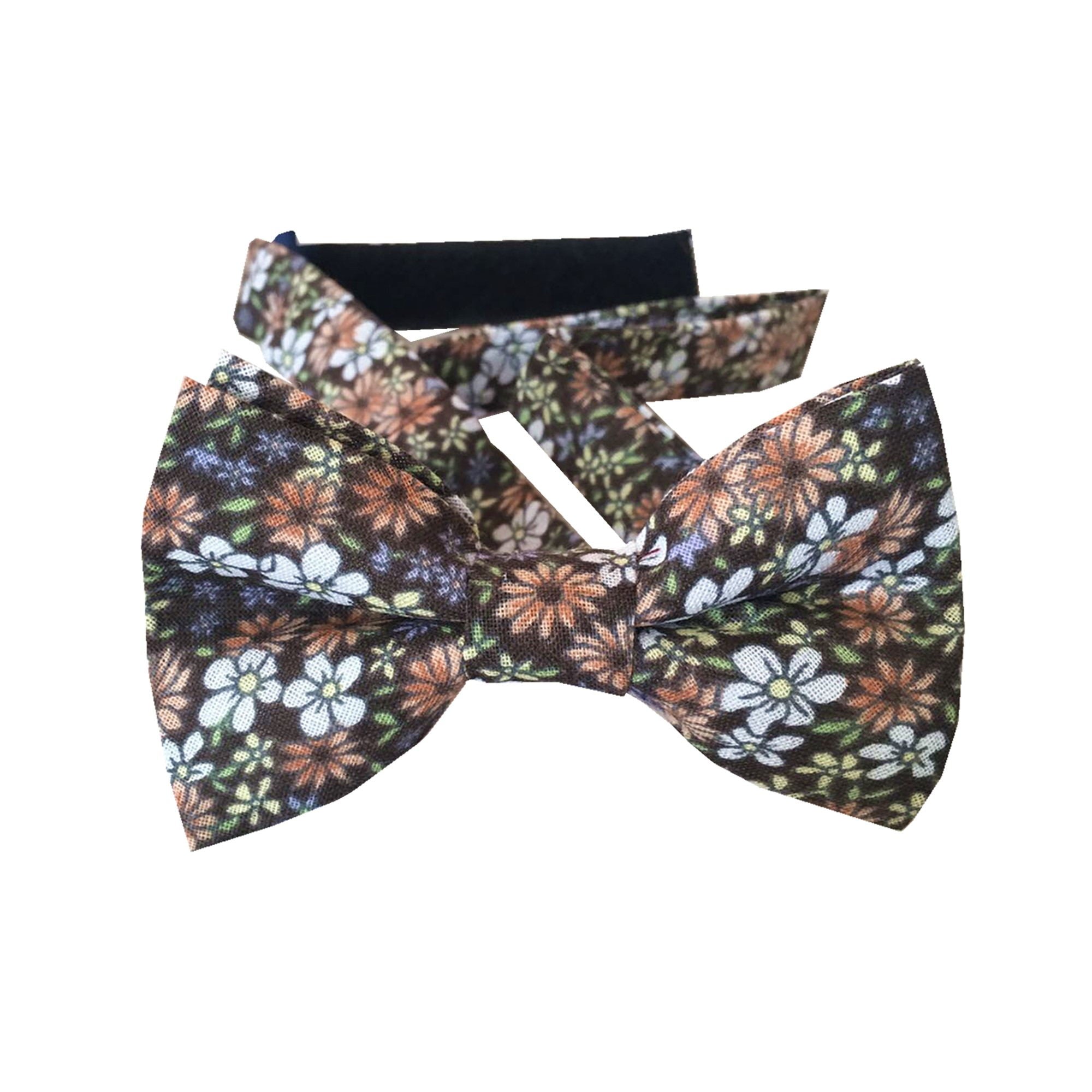 Dusty Orange & White Floral Kids Bow Tie