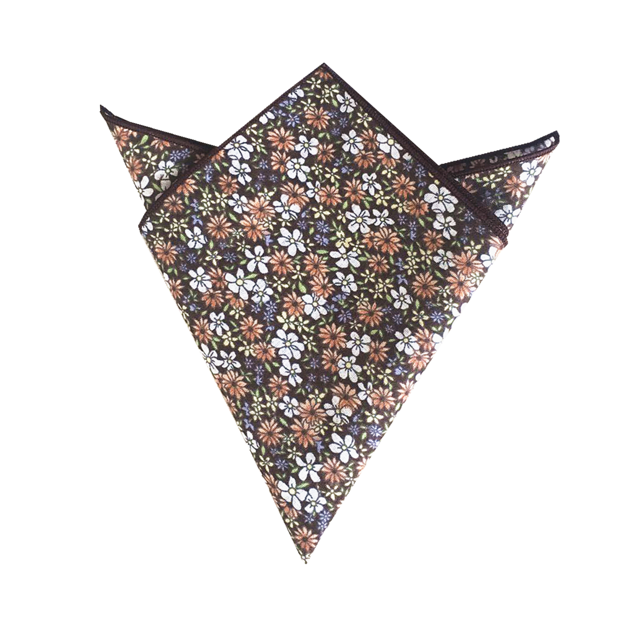 Dusty Orange & White Floral Pocket Square