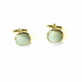 Dusty Sage Matte Satin Gold Cufflinks