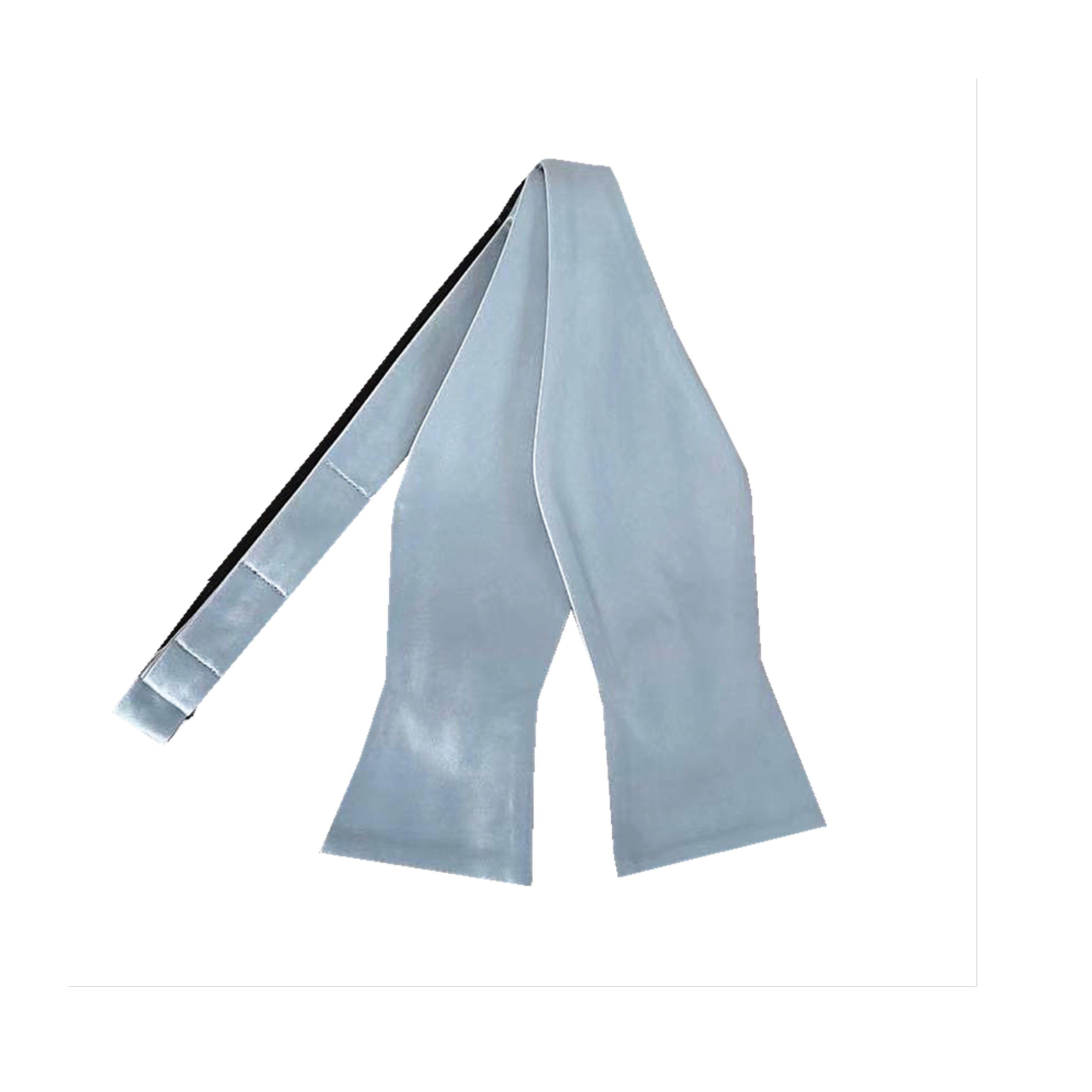 Dusty Blue Satin Self-tied Bow Tie