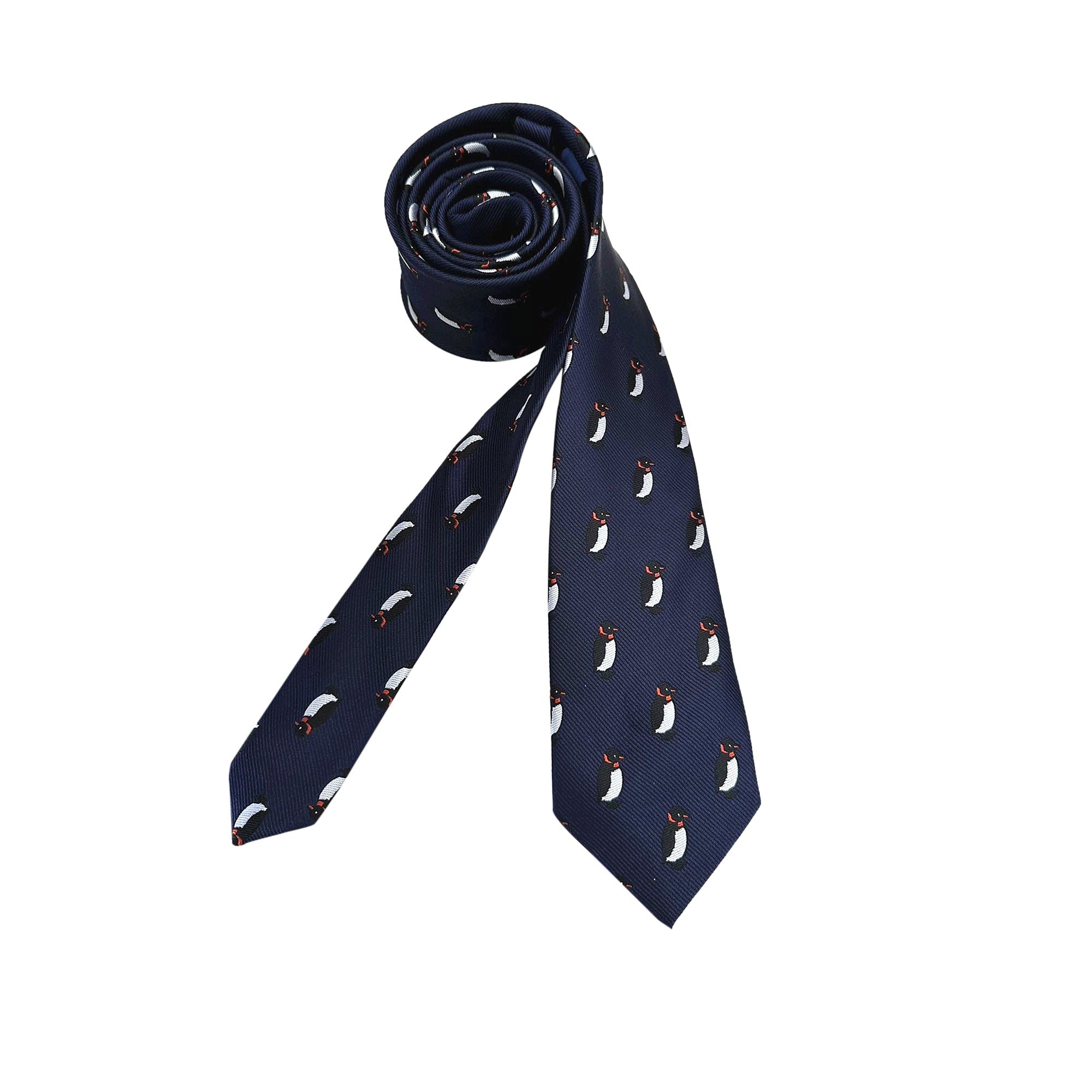 Navy Blue Penguin Skinny Tie