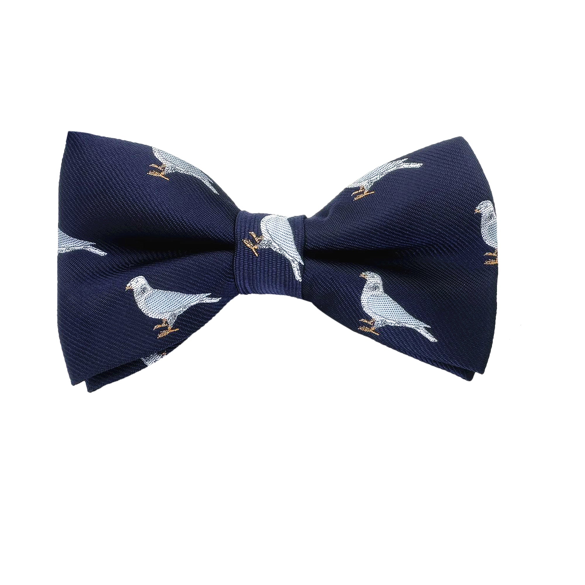 Navy Blue White Pigeon Pre-tied Bow Tie