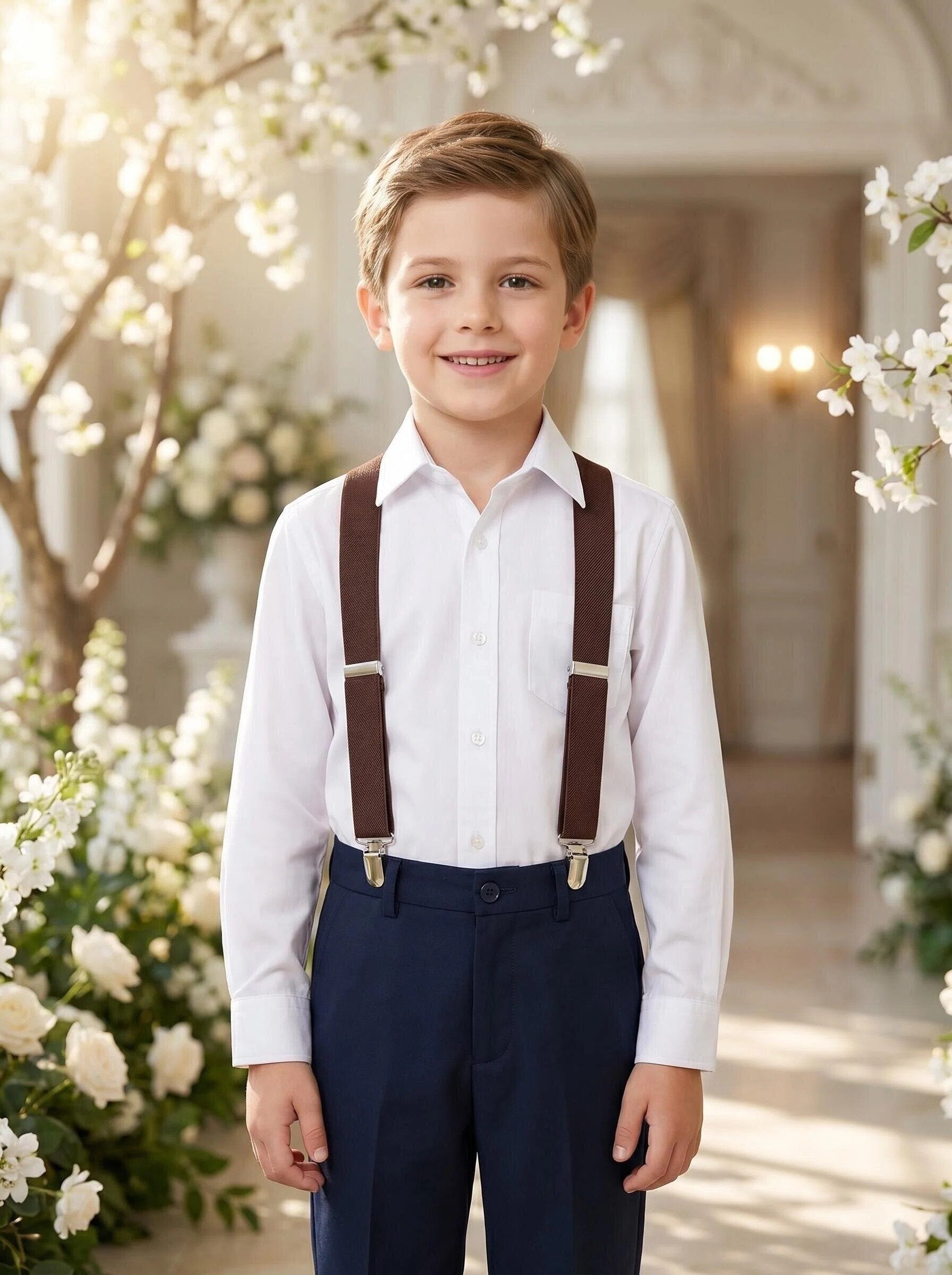 Chocolate Brown Kids Suspender