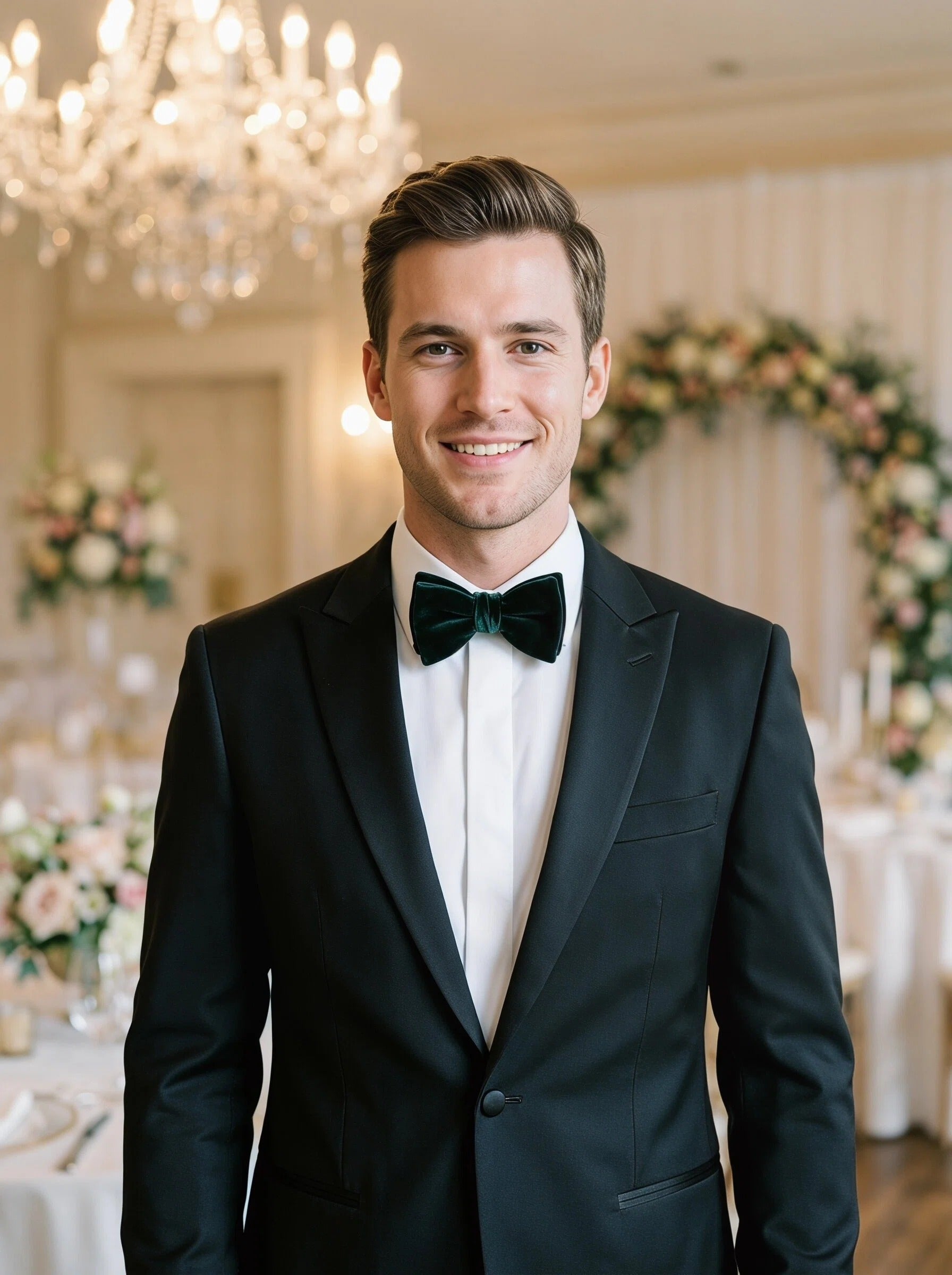 Dark Green Velvet Self-tied Bow Tie