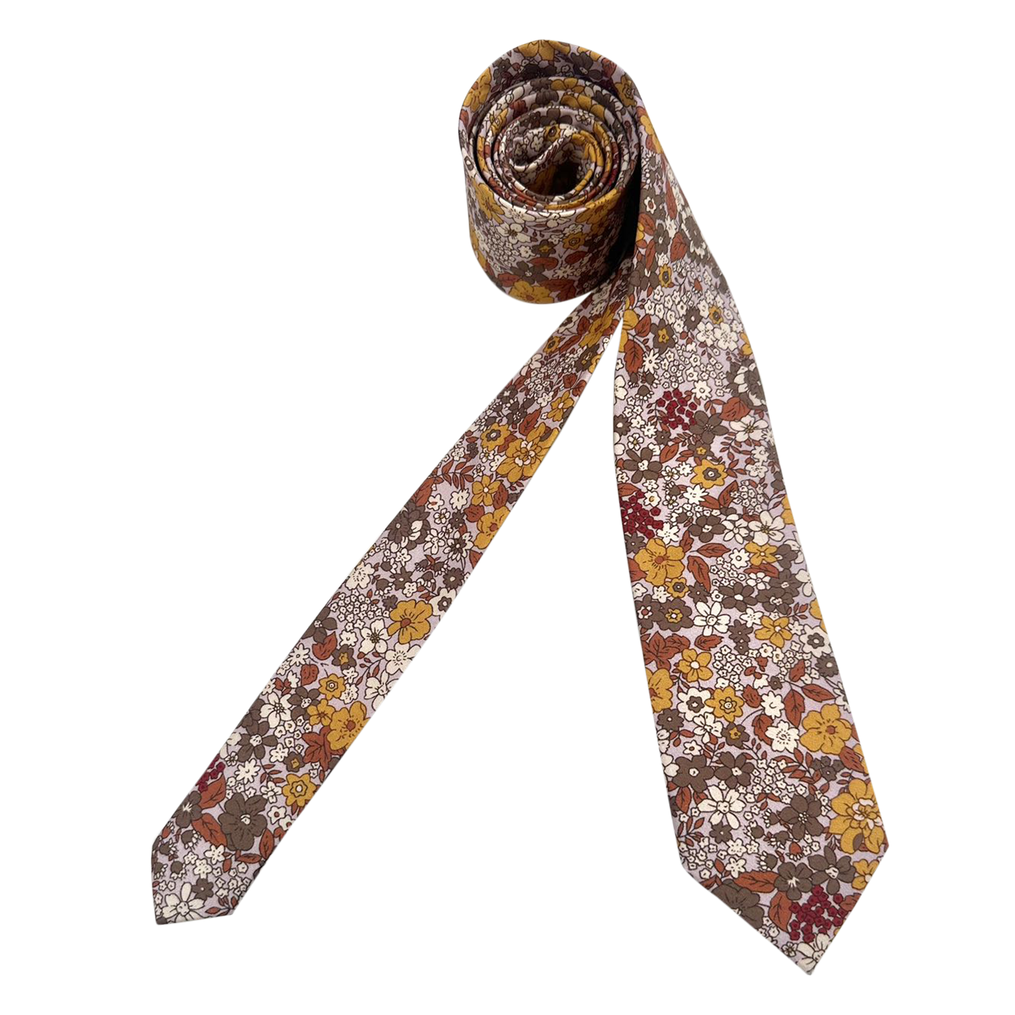 Vintage Brown Floral Skinny Tie