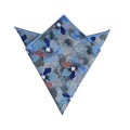 Grey Silver with Blue Floral Pocket Square