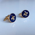 Gold Blue Fleur De Lis Cufflinks