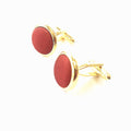 Rust Maroon Satin Gold Cufflinks