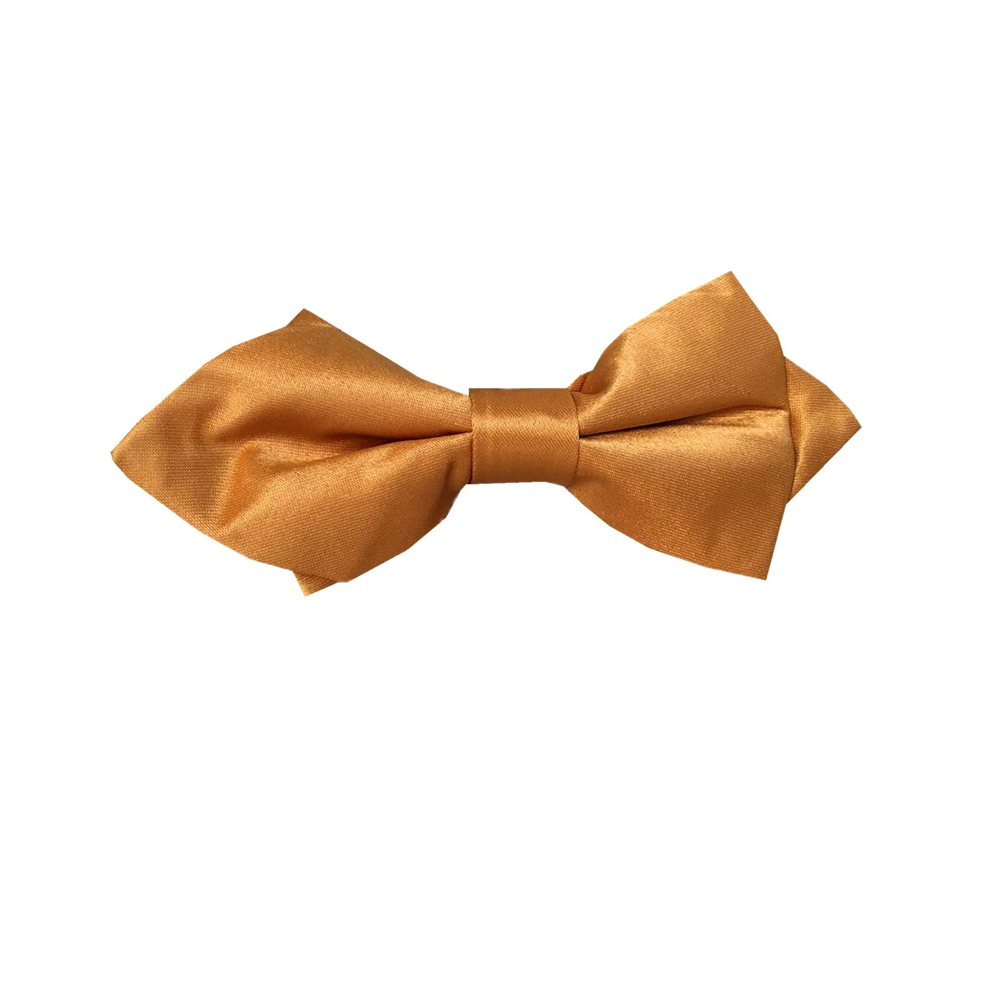 Gold Satin Pre-tied Diamond Bow Tie