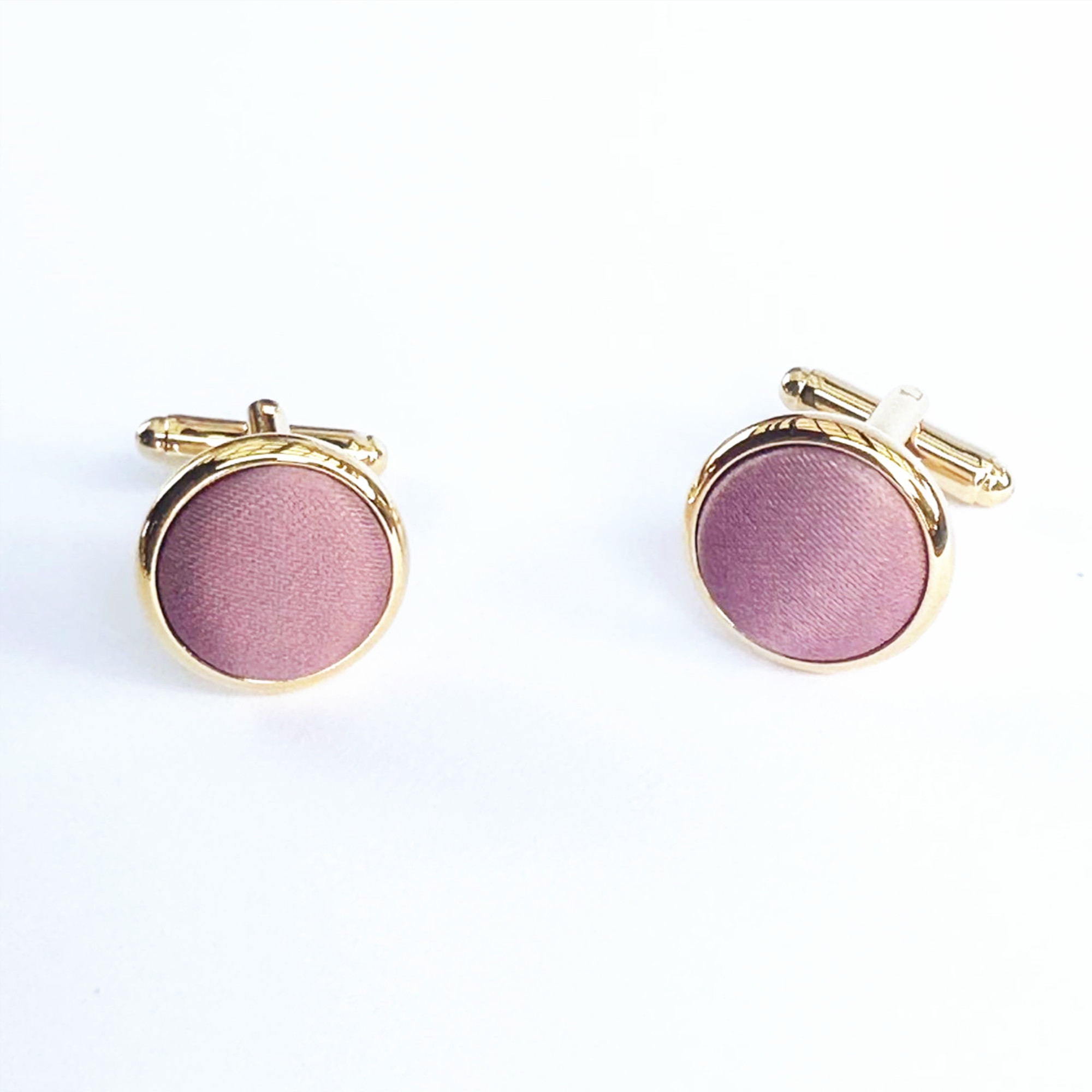 Vintage Mauve Satin Gold Cufflinks