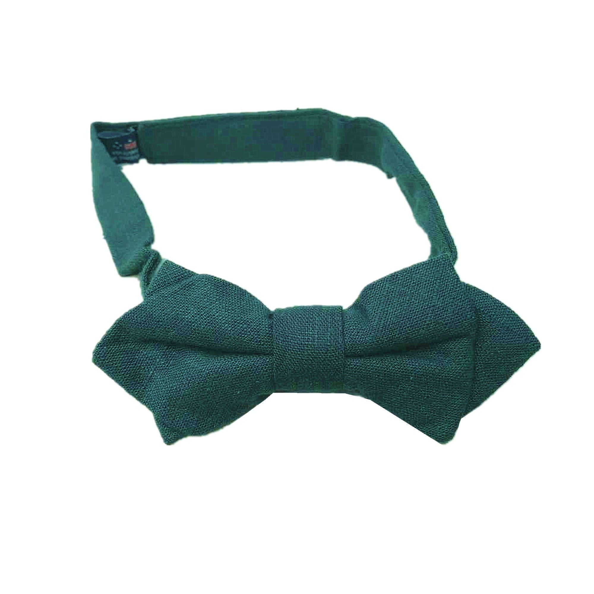 Forest Green Linen Kids Diamond Bow Tie