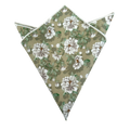 Sage Green With White Floral Pocket Square