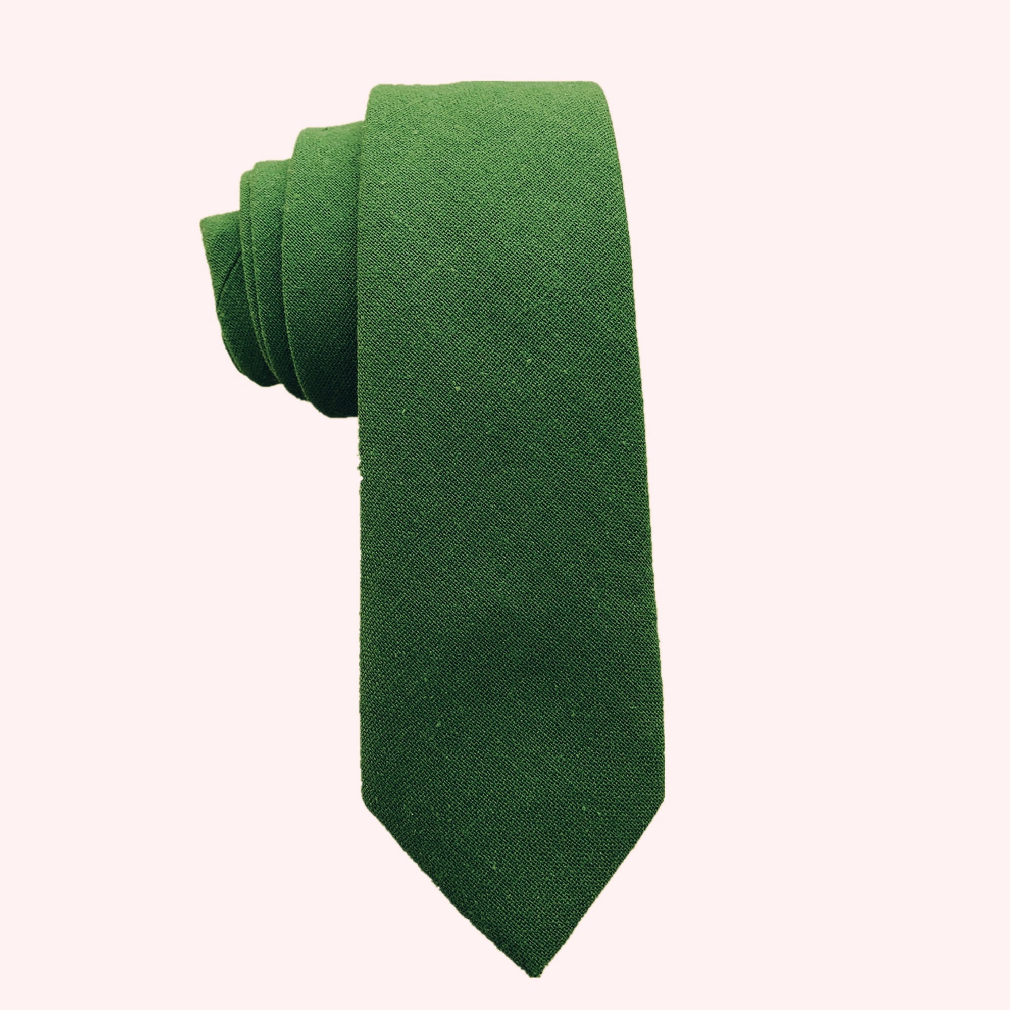 Hunter Green Linen Skinny Tie