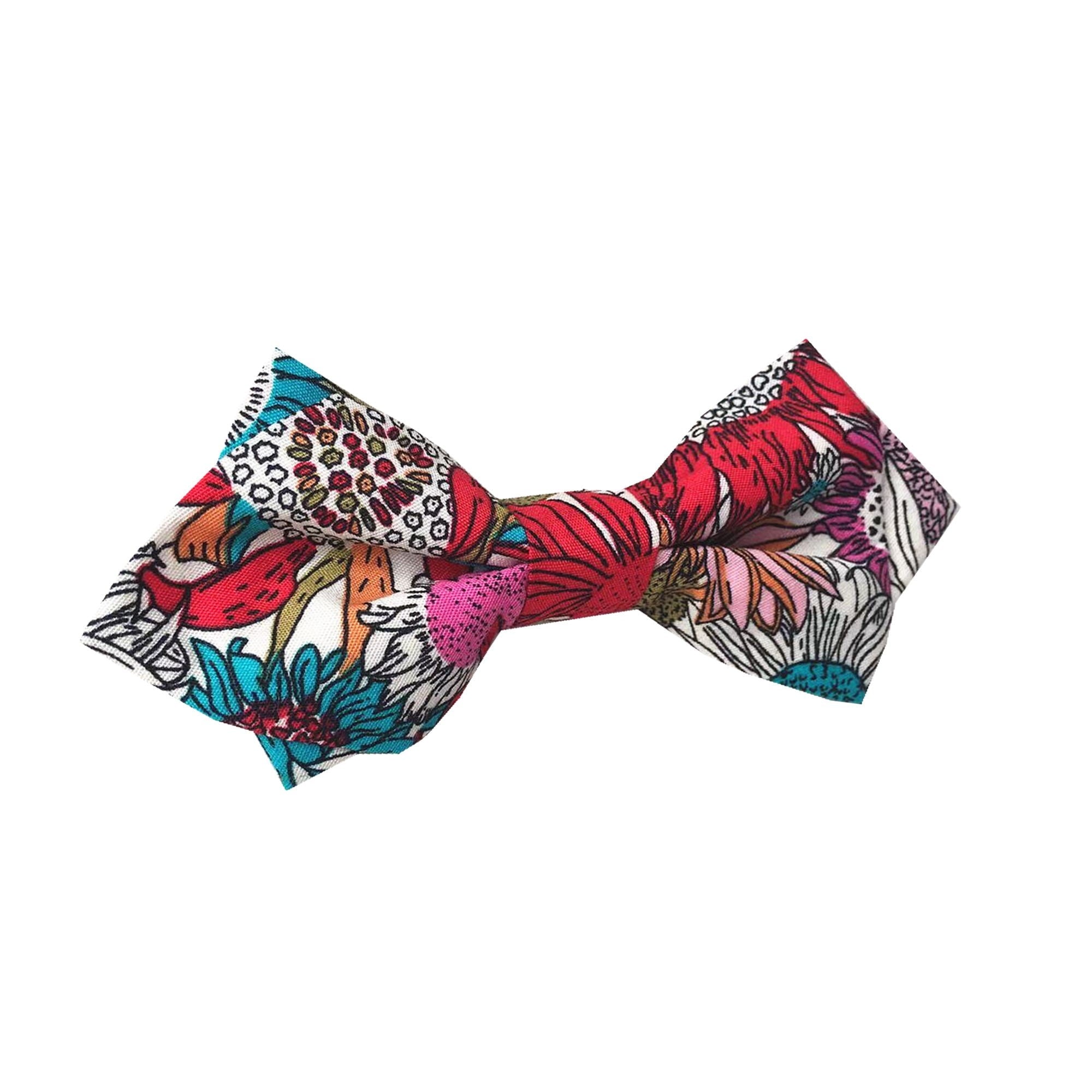 Hot Pink Sunflower Pre-tied Diamond Bow Tie