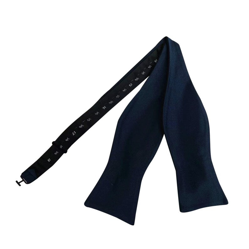 Dark Navy Matte Satin Self-tied Bow Tie