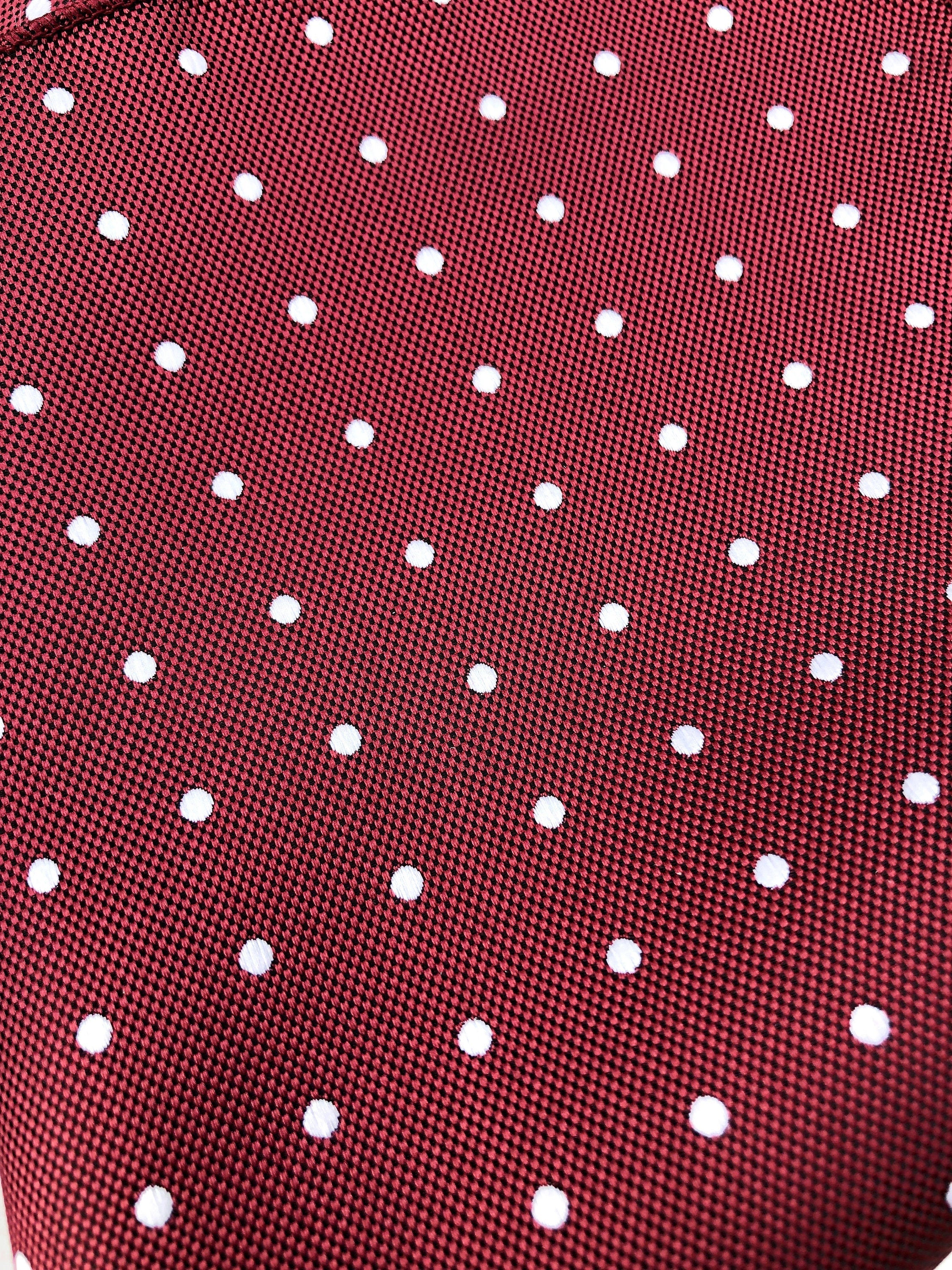 Burgundy with White Polka Dots Pocket Square