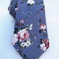 Dk. Dusty Blue Floral Cotton Skinny Tie