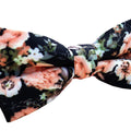 Peach Floral On Black Pre-tied Bow Tie