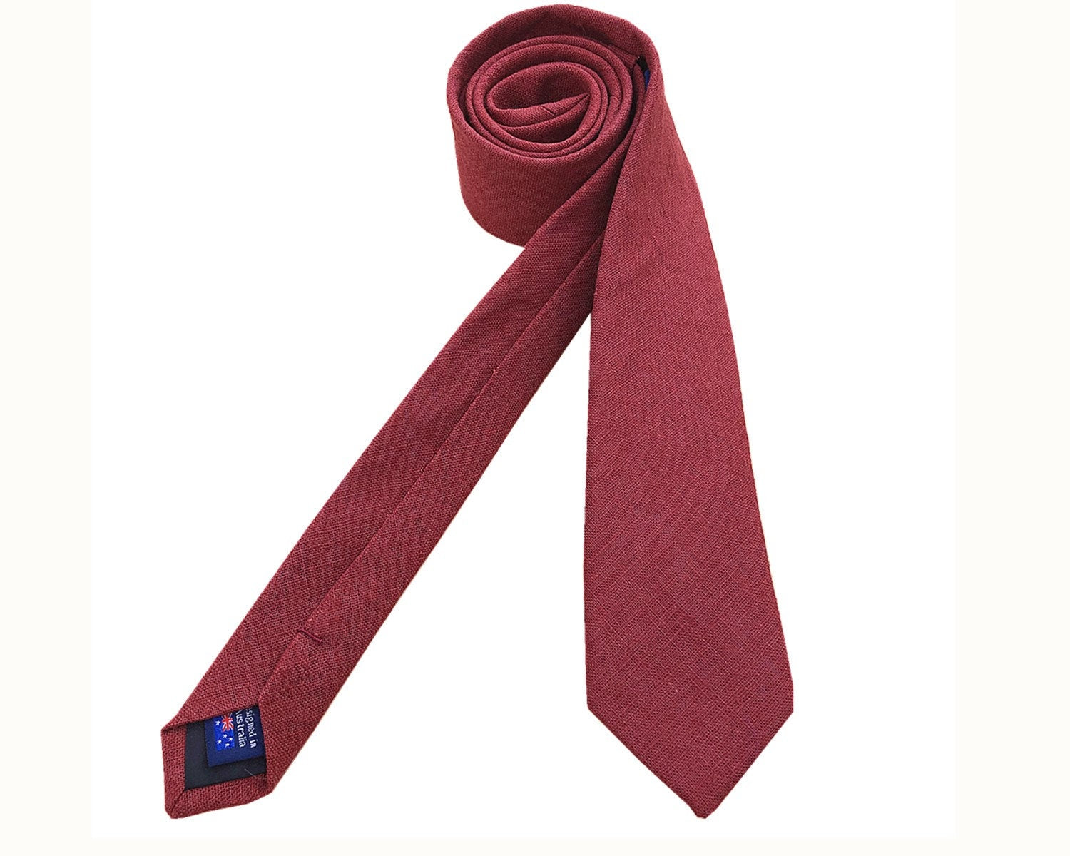 Burgundy Linen Skinny Tie