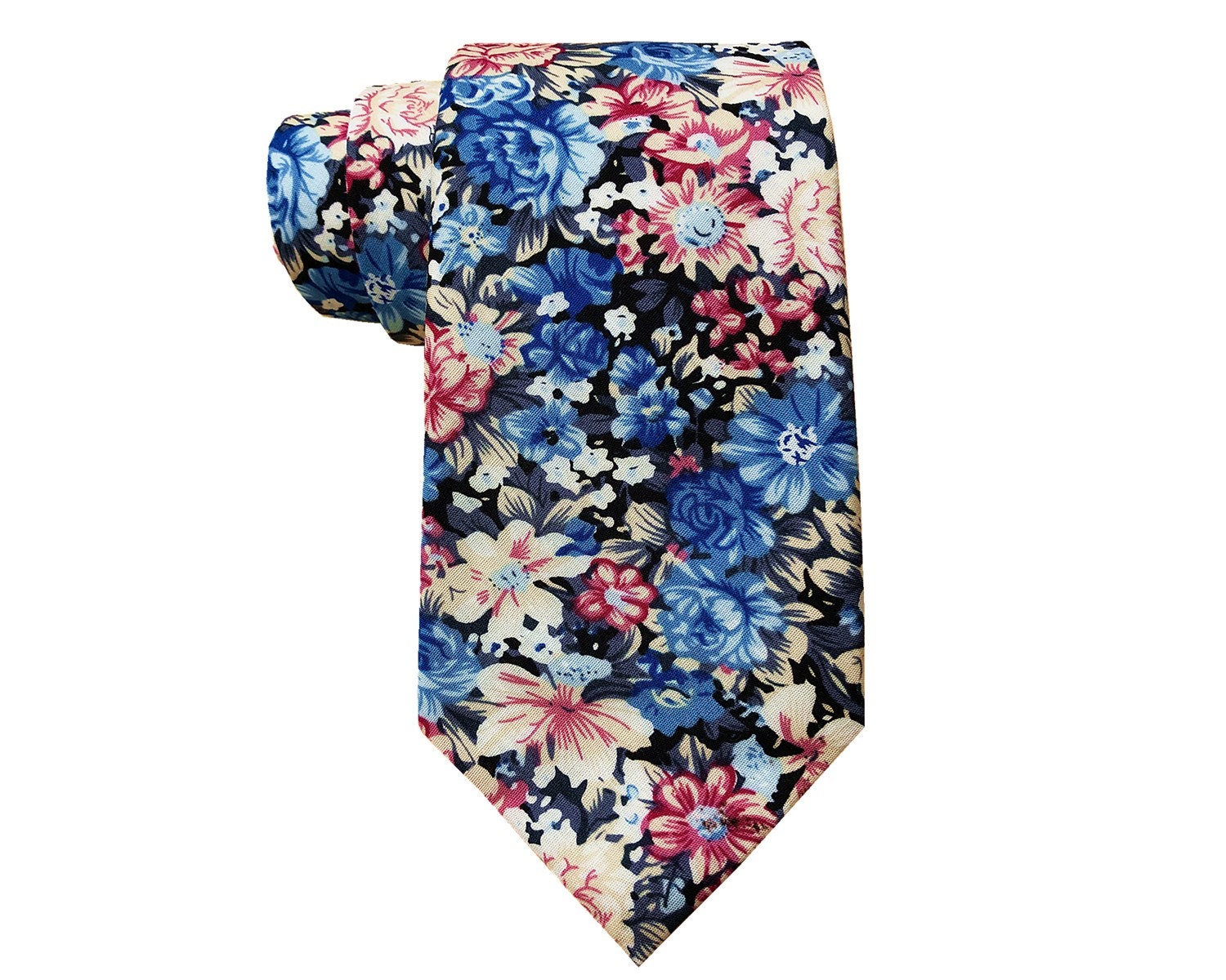 Blue Rose Floral Necktie