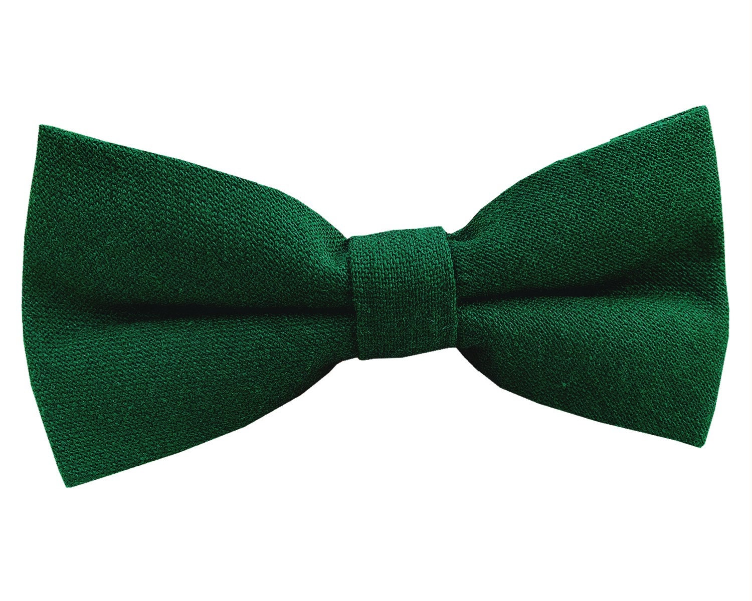 Emerald Green Linen Pre-tied Bow Tie