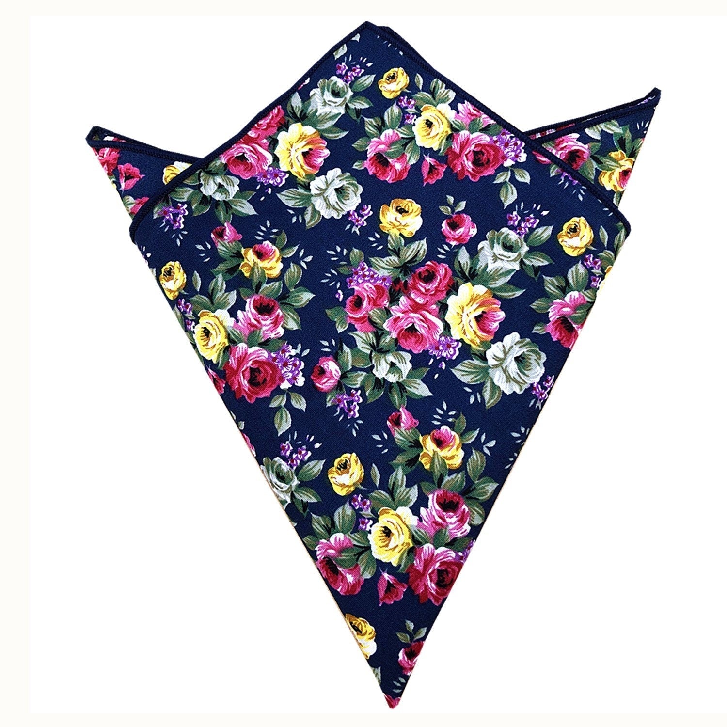 Burgundy Rose Yellow Floral Pocket Square