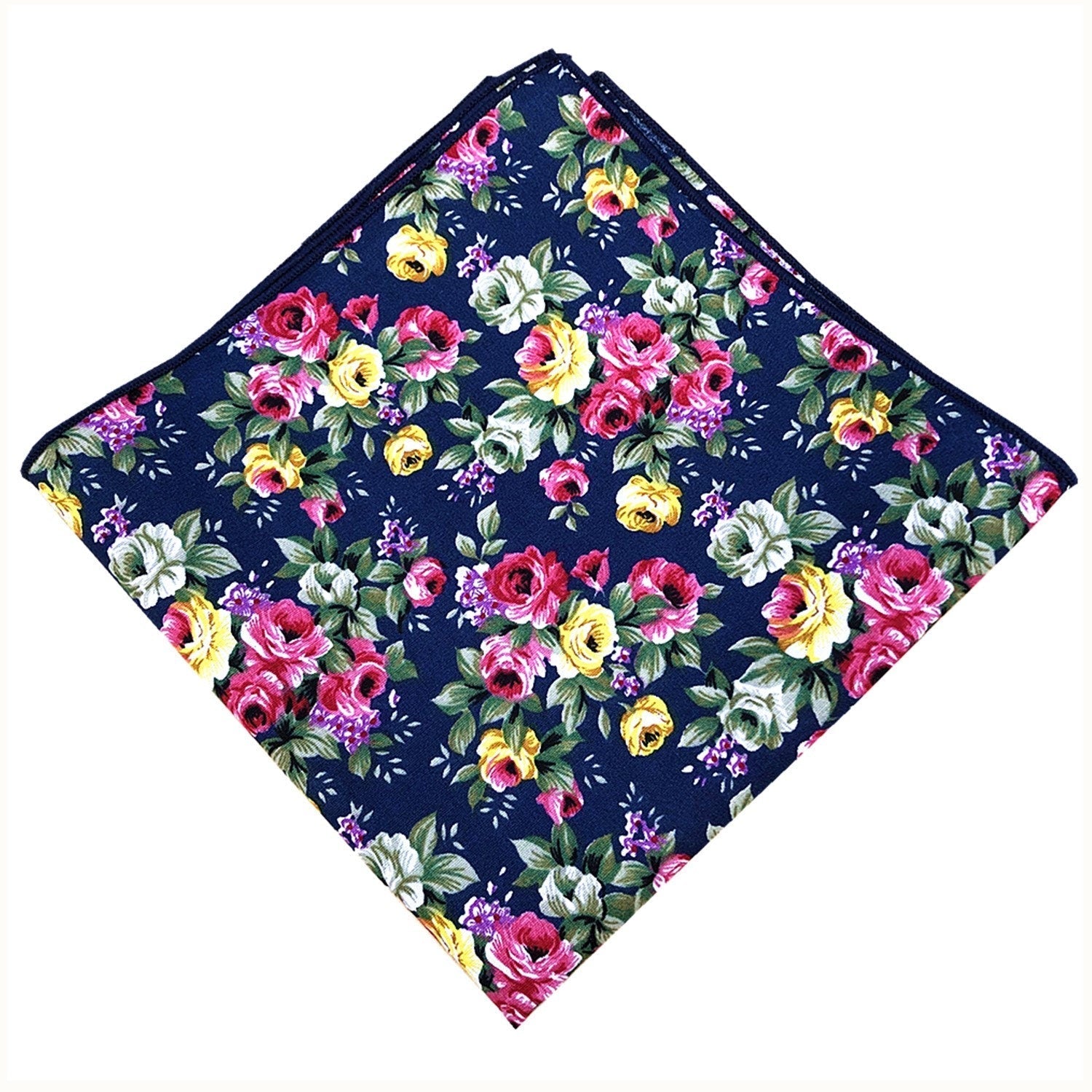 Burgundy Rose Yellow Floral Pocket Square