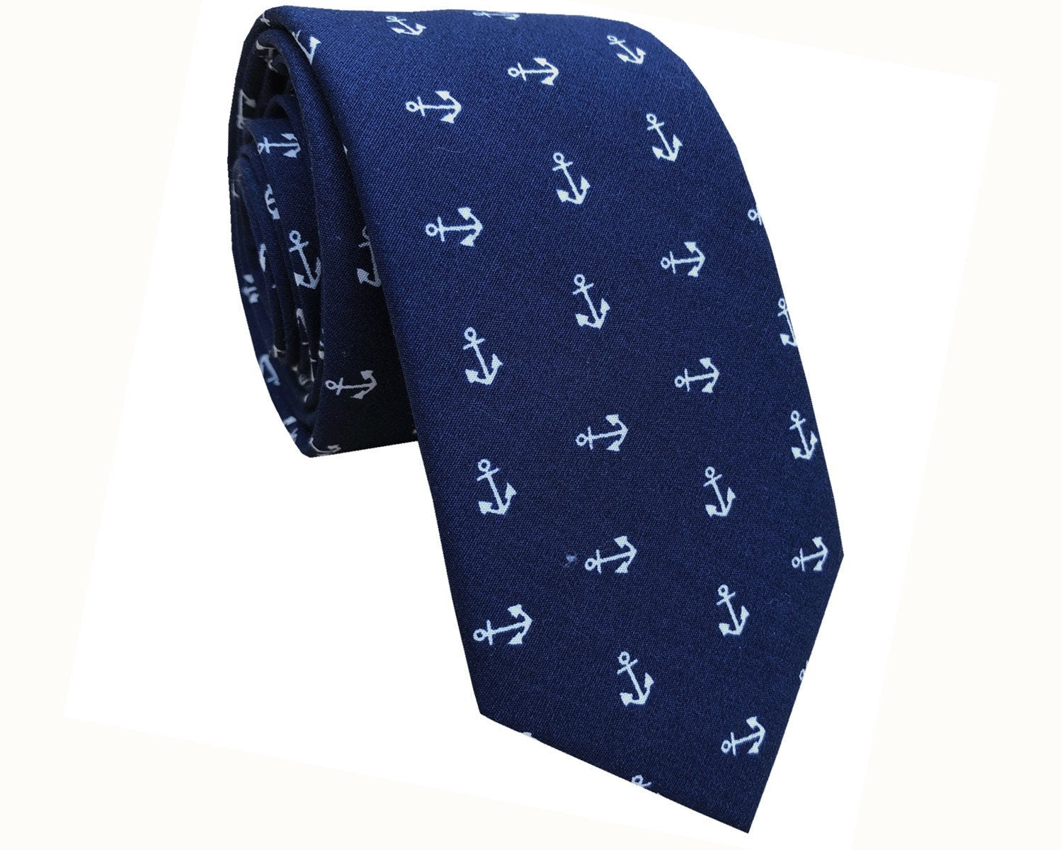 Navy Anchor Skinny Tie