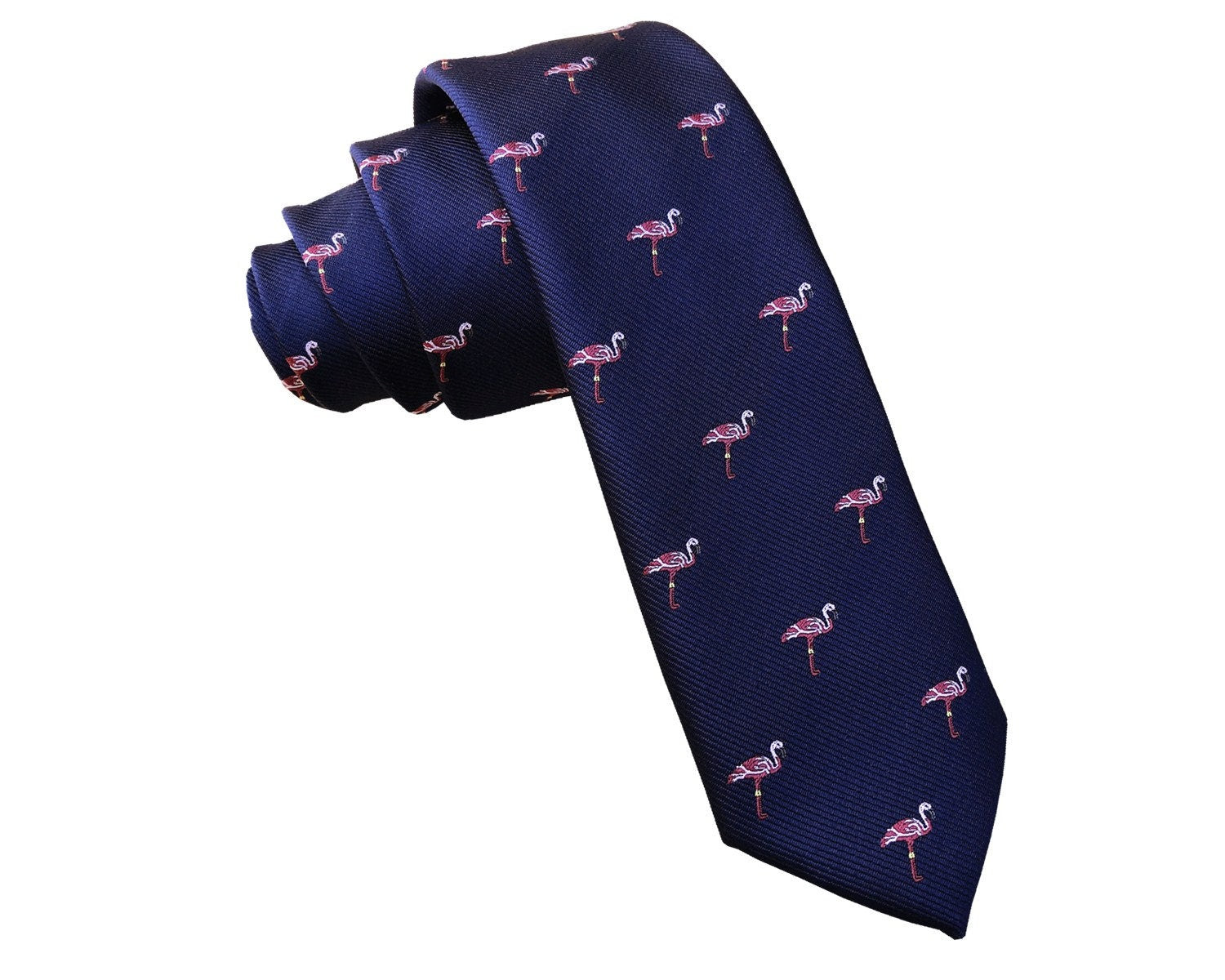 Navy Blue Flamingo Skinny tie