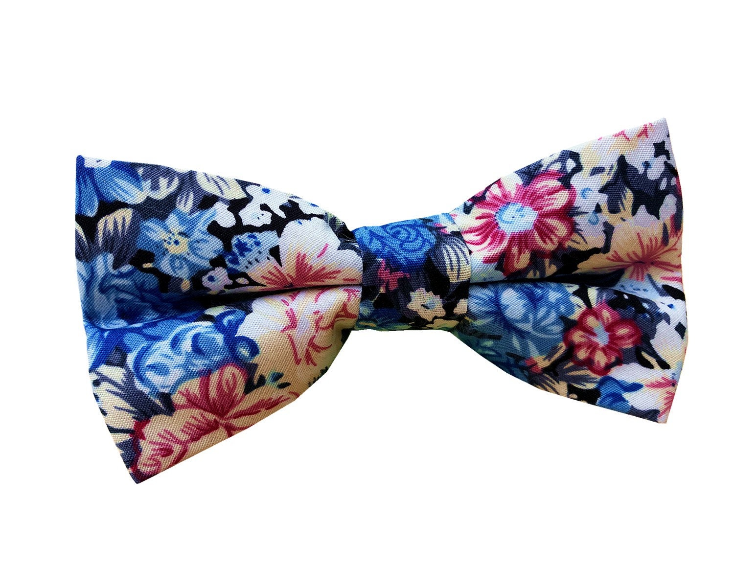Blue Rose Floral Pre-tied Bow Tie