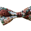 Rust Brown Green Floral Pre-tied Bow Tie