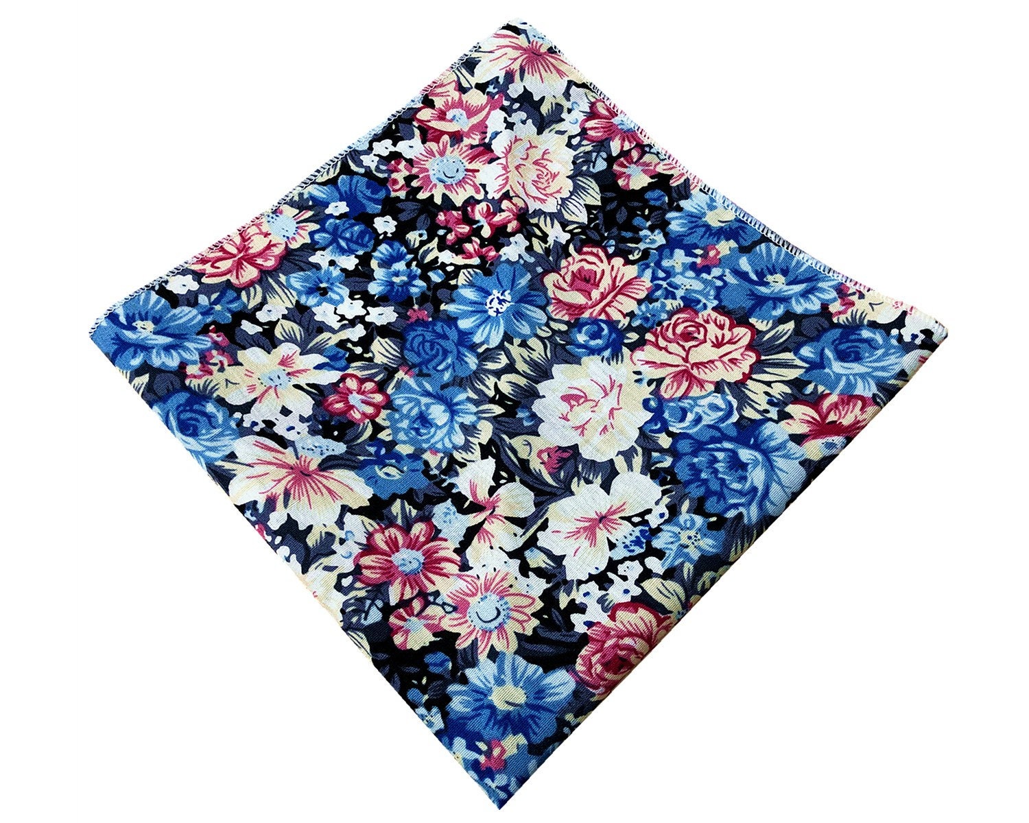 Blue Rose Floral Pocket Square