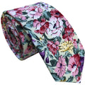 Pink Yellow Floral Skinny Tie