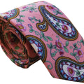 Pink White Paisley Skinny Tie