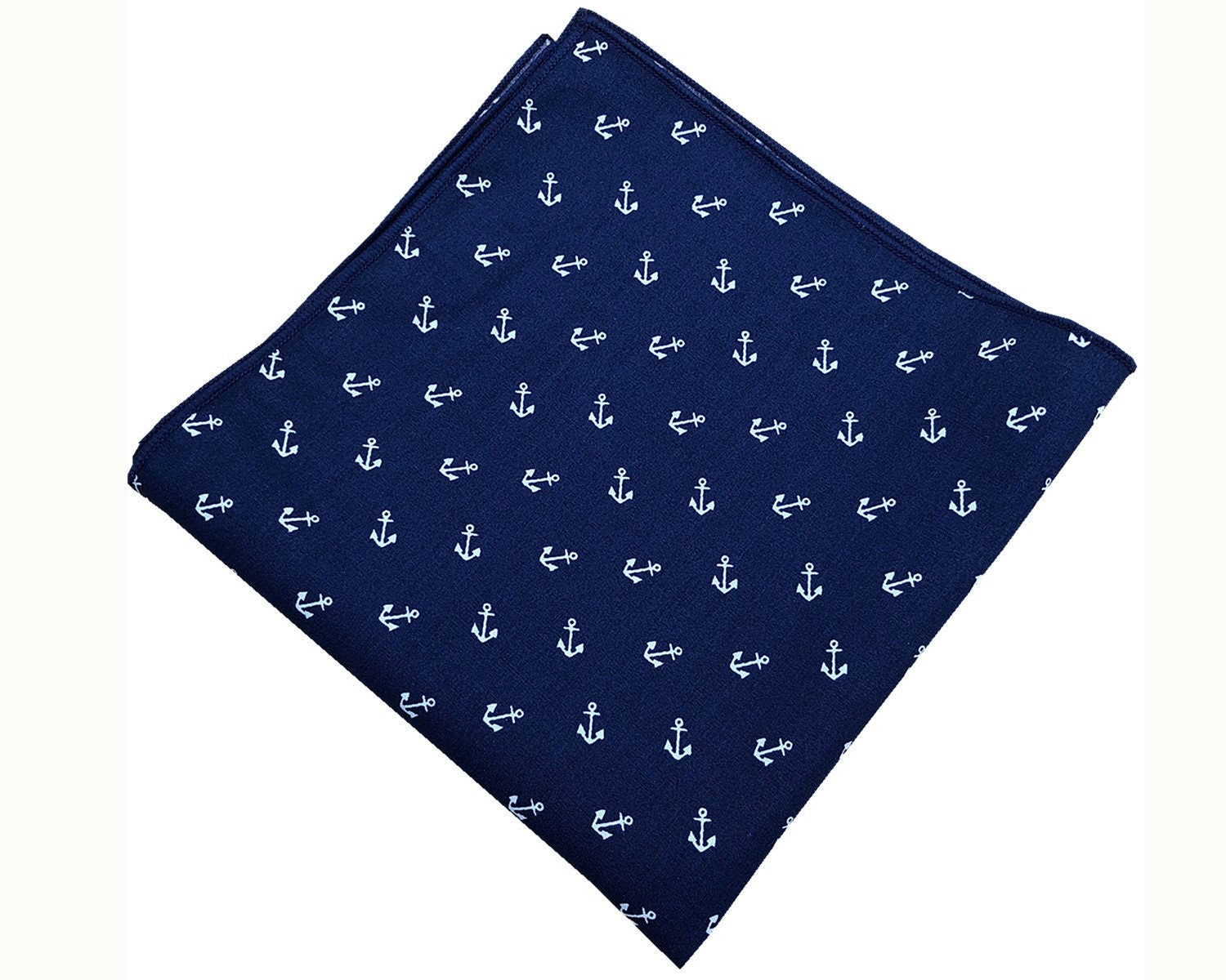Navy Anchor Pocket Square