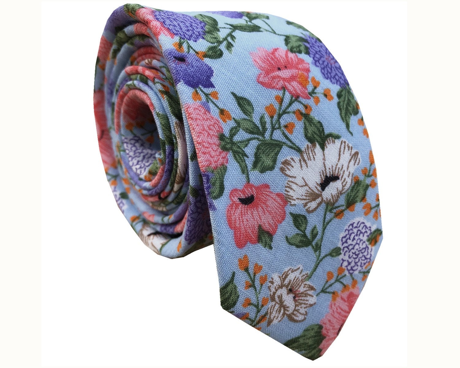 Pink Lavender Floral Skinny Tie