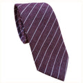 Burgundy with White Stripe Cotton Skinny Tie