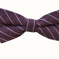 Burgundy with White Stripes Cotton Pre-tied Bow Tie
