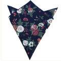 Navy Blue with White Rose Floral Pocket Square