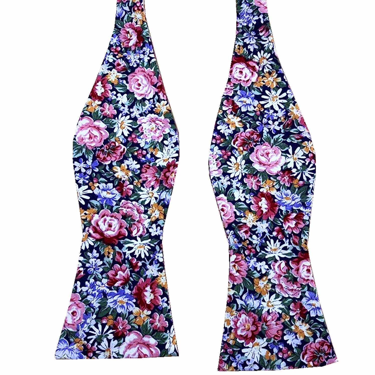 Pink Purple Floral Self-tied Bow Tie