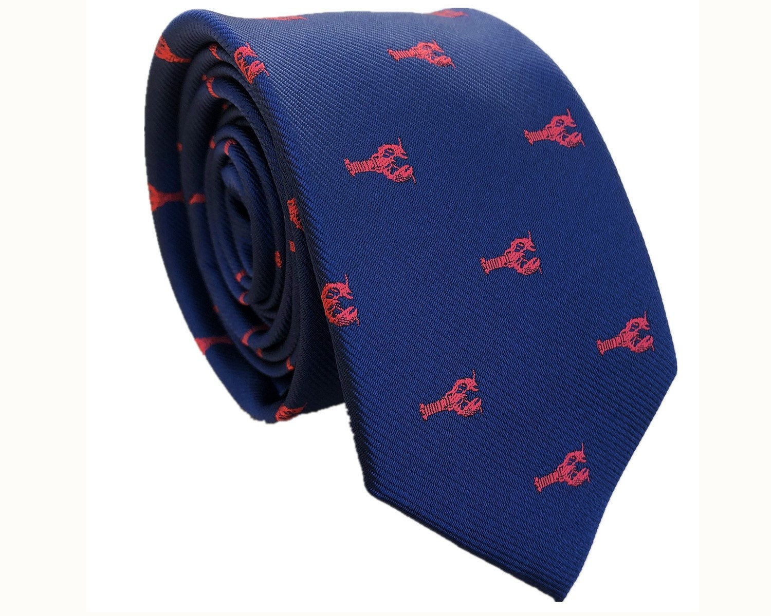Navy Red Lobster Skinny Tie